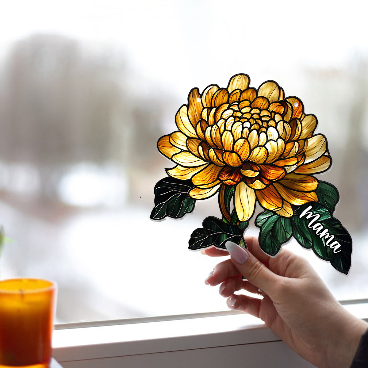 Birth Month Flowers - Personalized Mother Window Hanging Suncatcher Ornament