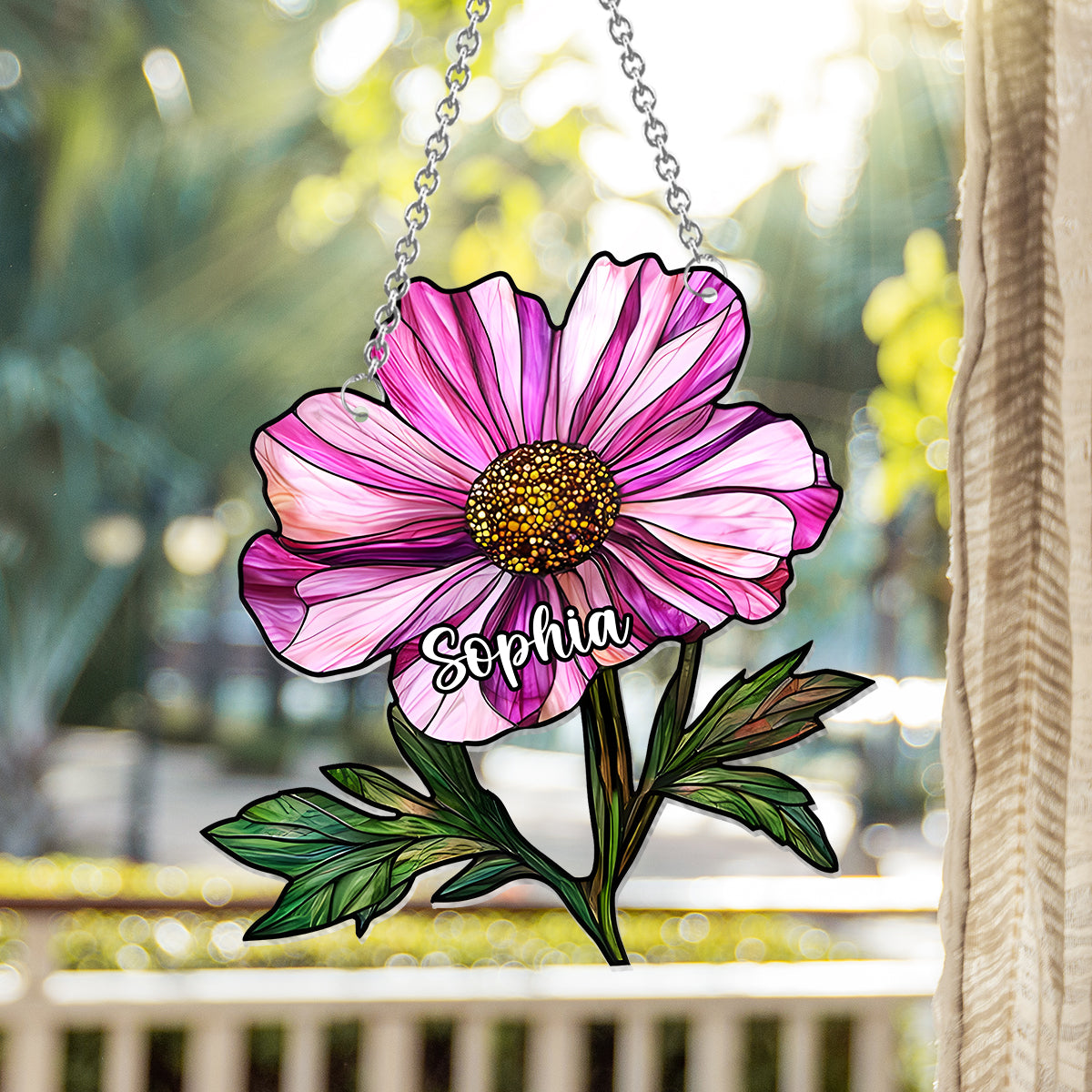 Birth Month Flowers - Personalized Mother Window Hanging Suncatcher Ornament