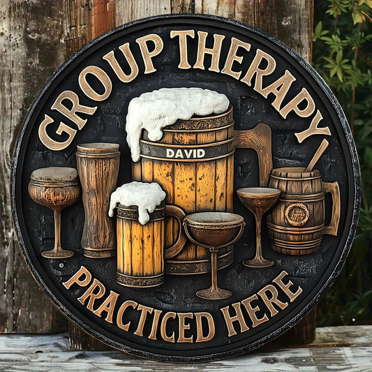 Thérapie de groupe - Panneau métallique personnalisé découpé à la bière