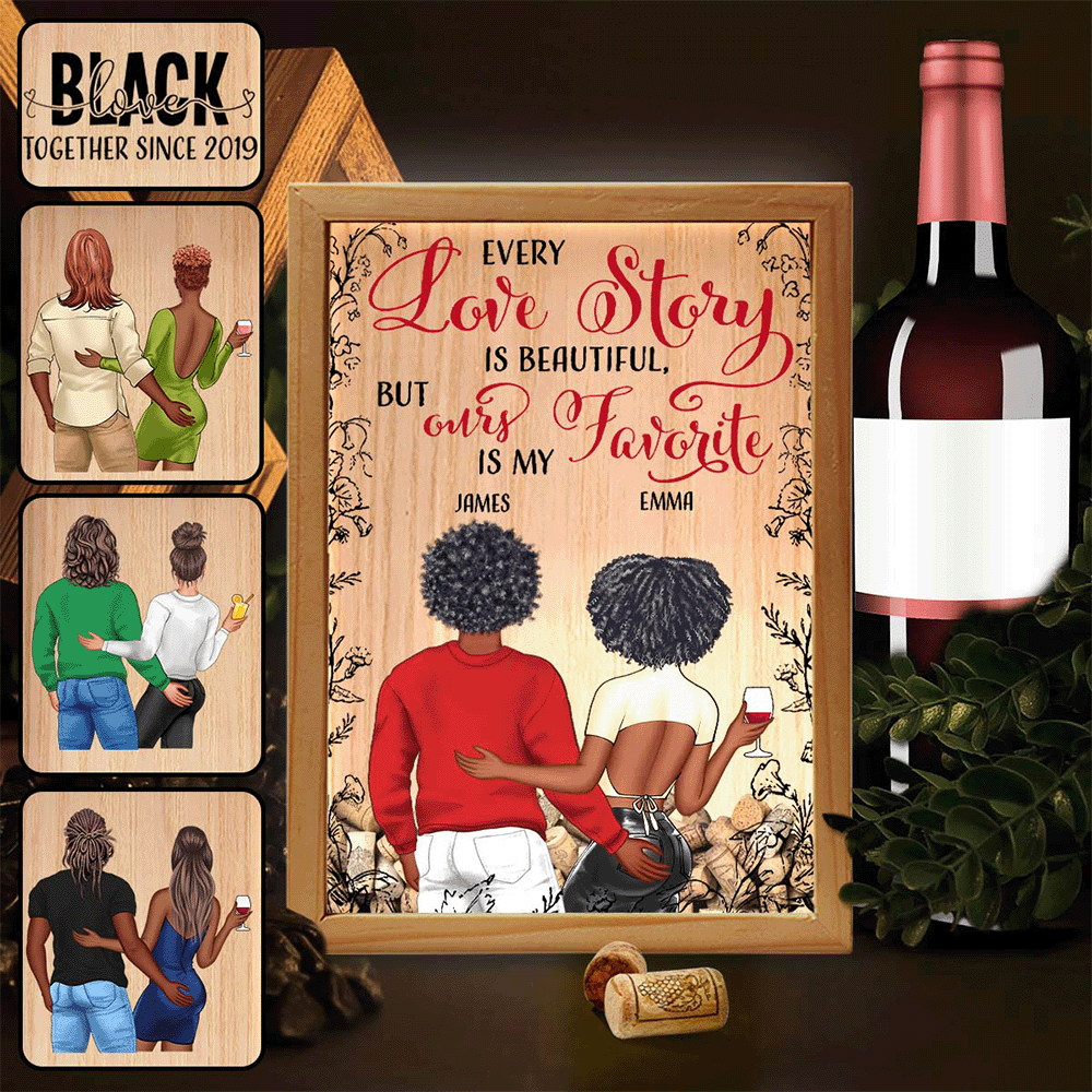 Every Love Story Is Beautiful But Ours Is My Favorite - Personalized Couple Picture Frame Light Box