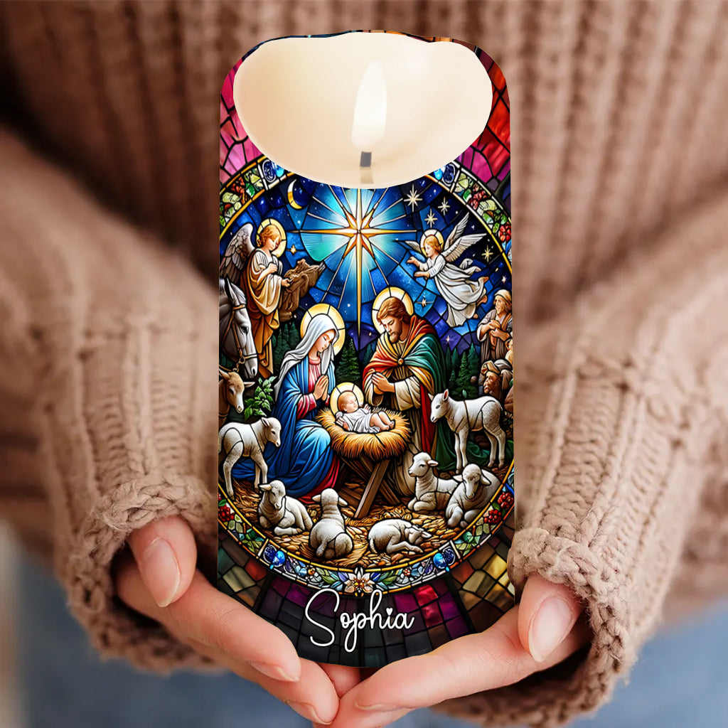 Sainte Famille - Bougie chrétienne personnalisée sans flamme