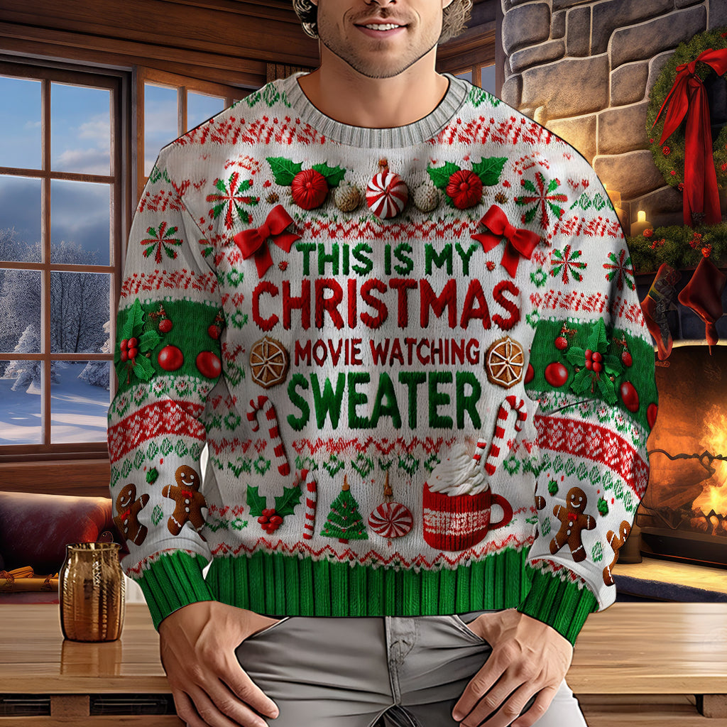 This Is My Christmas Movie Watching Sweater - Personalized Ugly Sweater