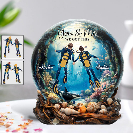 Toi et moi, on gère ! - Plaque acrylique personnalisée de plongée sous-marine en forme de pièce