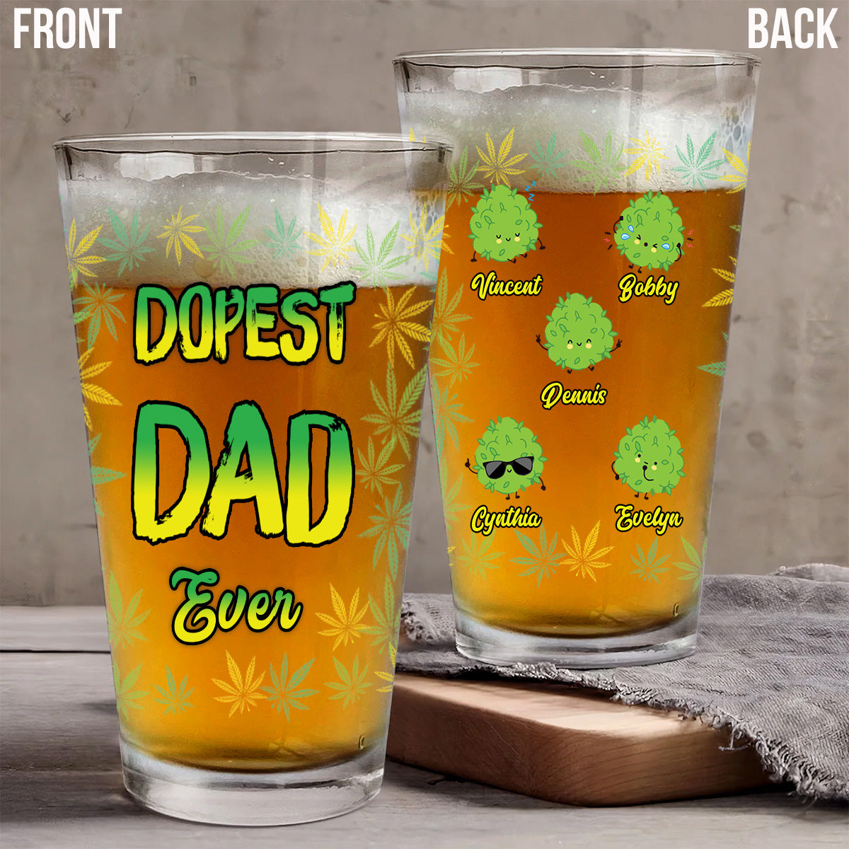 Dopest Dad Ever - Personalized Father Beer Glass