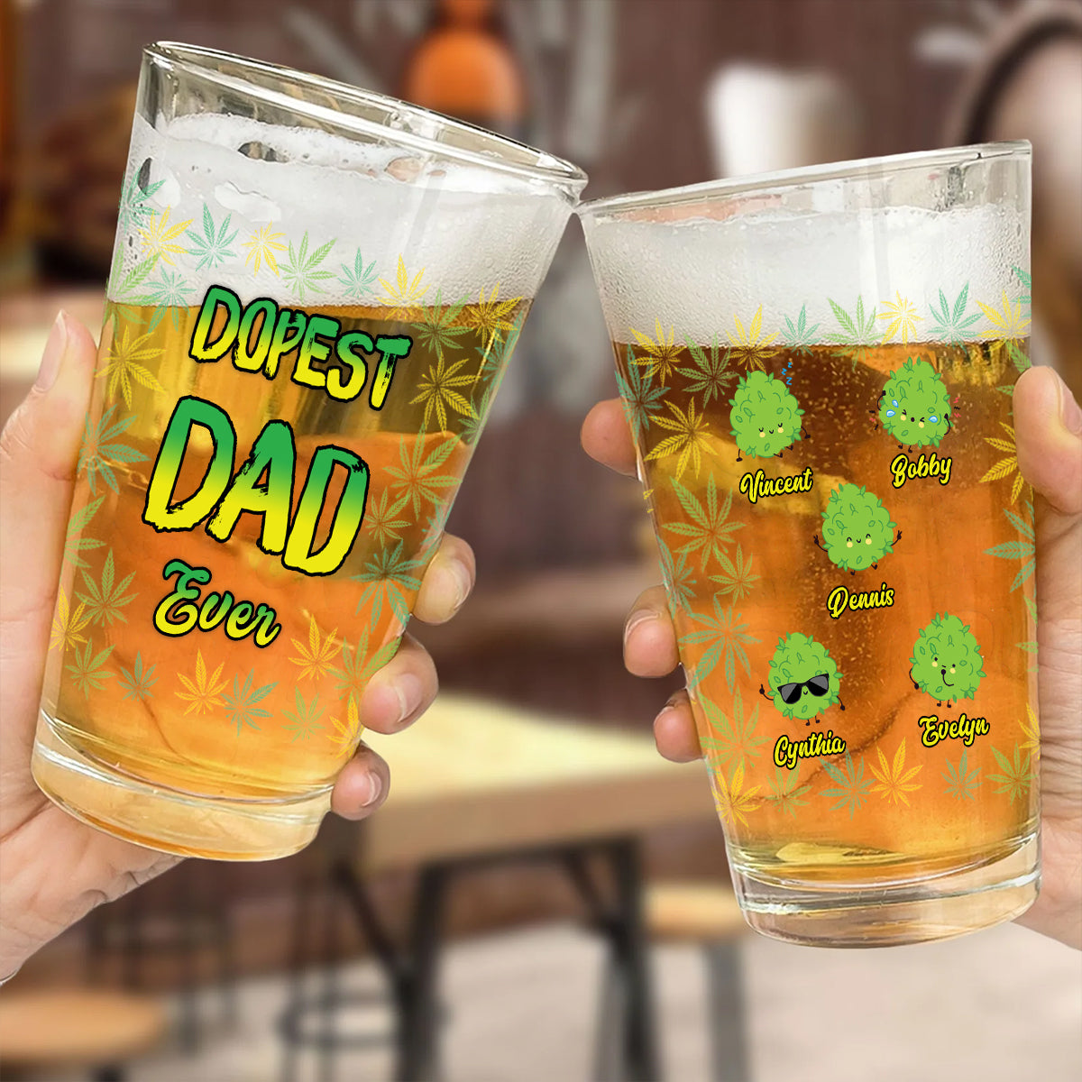 Dopest Dad Ever - Personalized Father Beer Glass