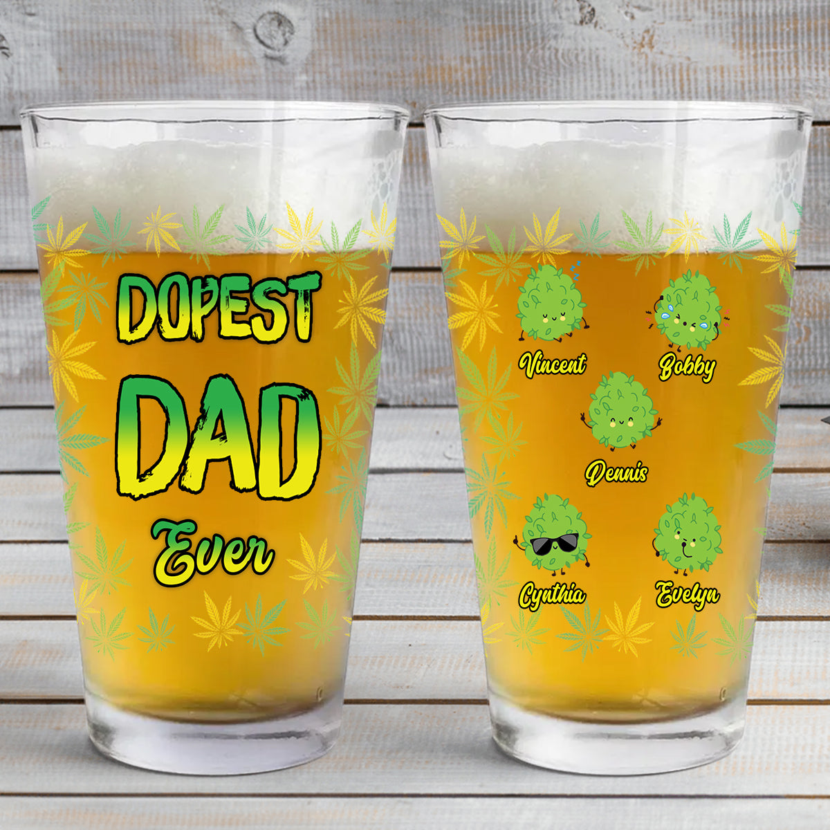 Dopest Dad Ever - Personalized Father Beer Glass