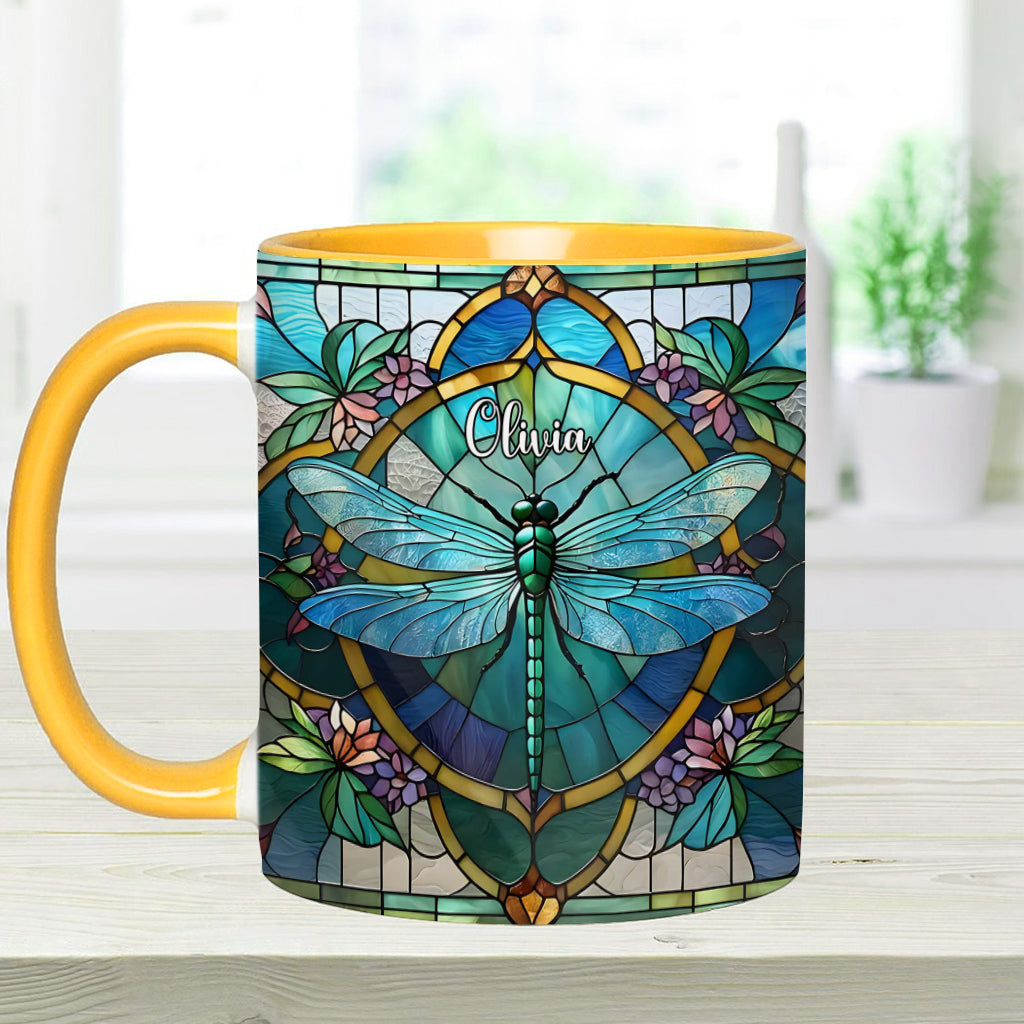 Wunderschöne Libelle – personalisierte Tasse mit Libellenmotiv