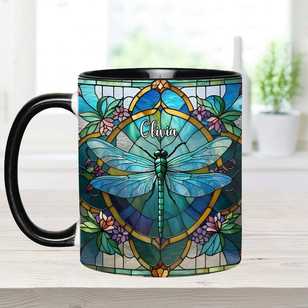 Wunderschöne Libelle – personalisierte Tasse mit Libellenmotiv