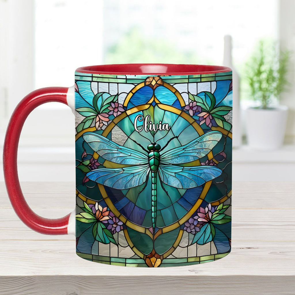 Wunderschöne Libelle – personalisierte Tasse mit Libellenmotiv