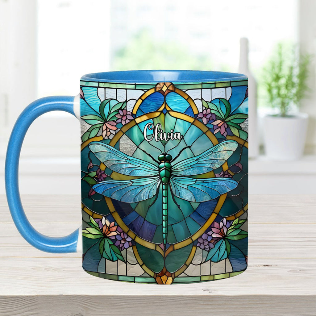 Wunderschöne Libelle – personalisierte Tasse mit Libellenmotiv