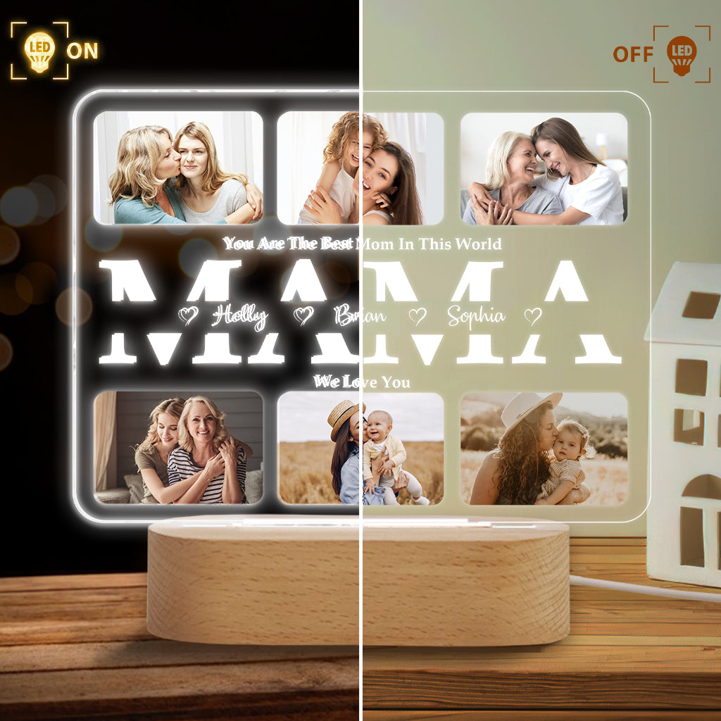 We Love You - Personalized Mother Shaped Plaque Light Base