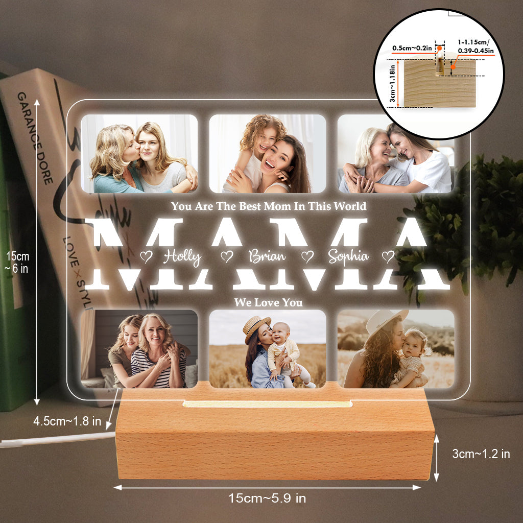 We Love You - Personalized Mother Shaped Plaque Light Base