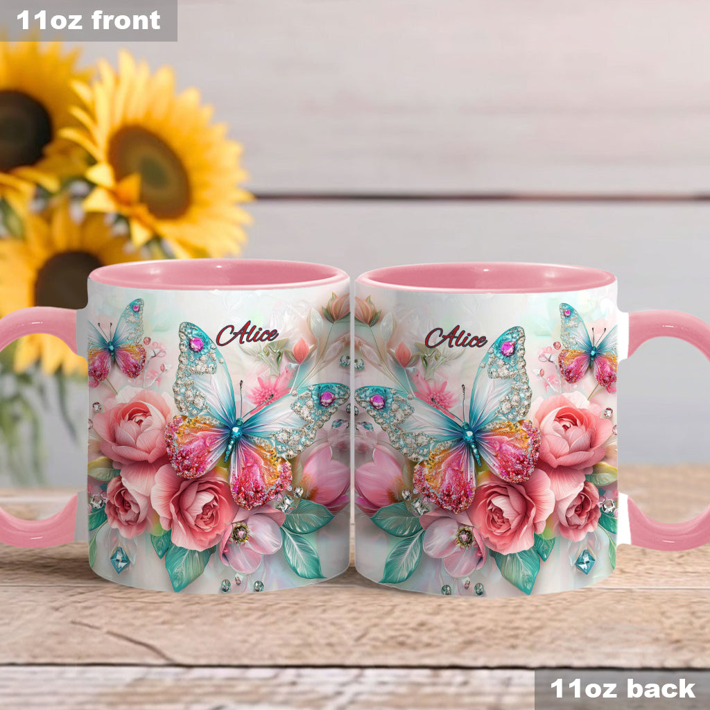 Schmetterlinge lieben – Personalisierte Tasse mit Schmetterlingsmotiv