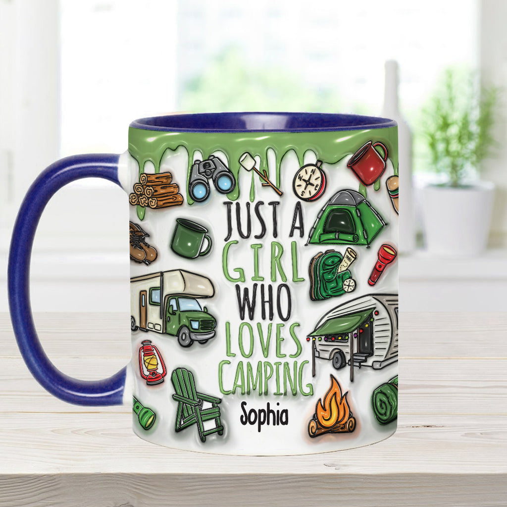 Mug personnalisé « Juste une fille qui adore le camping »