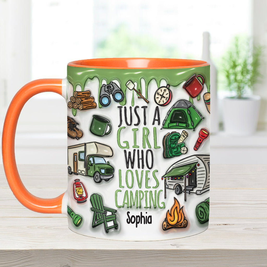 Mug personnalisé « Juste une fille qui adore le camping »