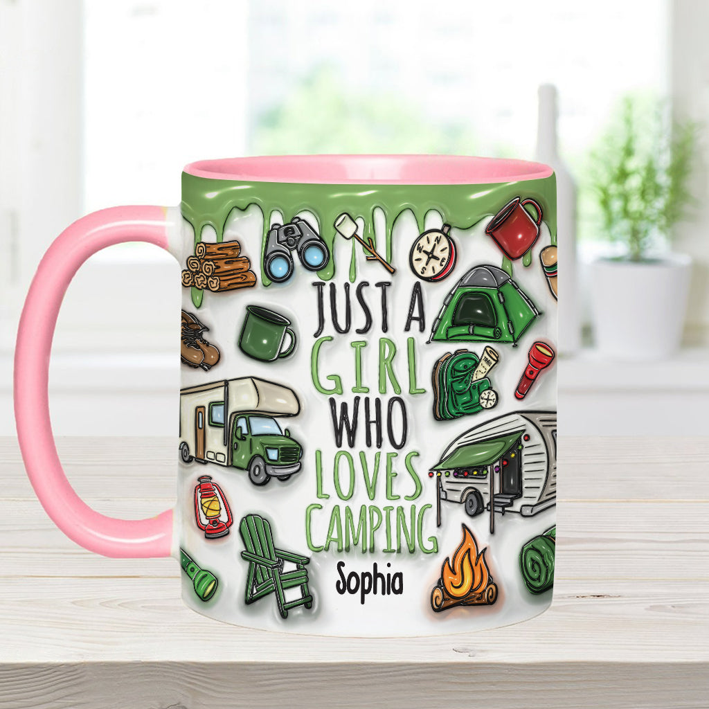Mug personnalisé « Juste une fille qui adore le camping »