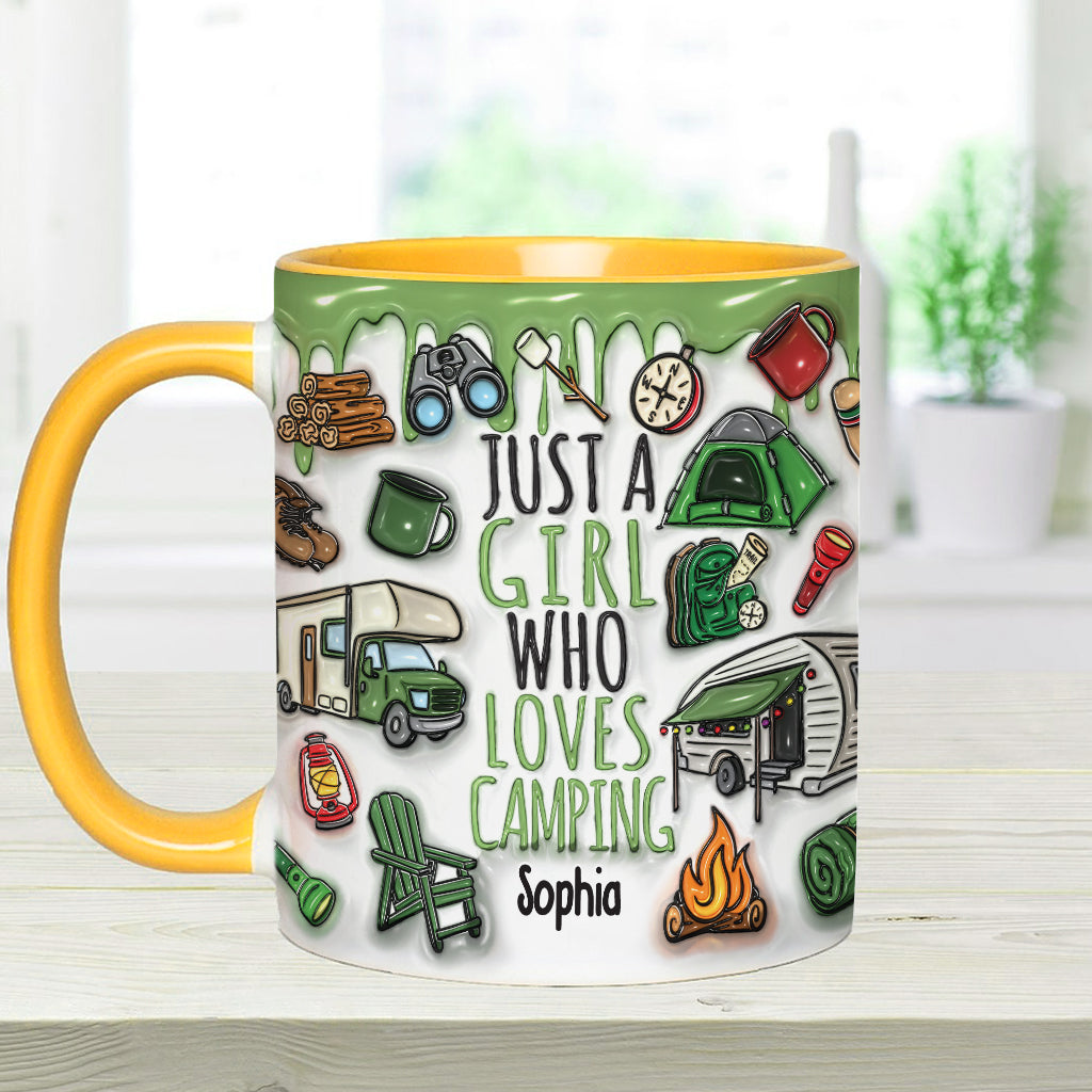 Mug personnalisé « Juste une fille qui adore le camping »