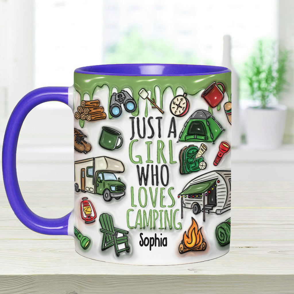 Mug personnalisé « Juste une fille qui adore le camping »
