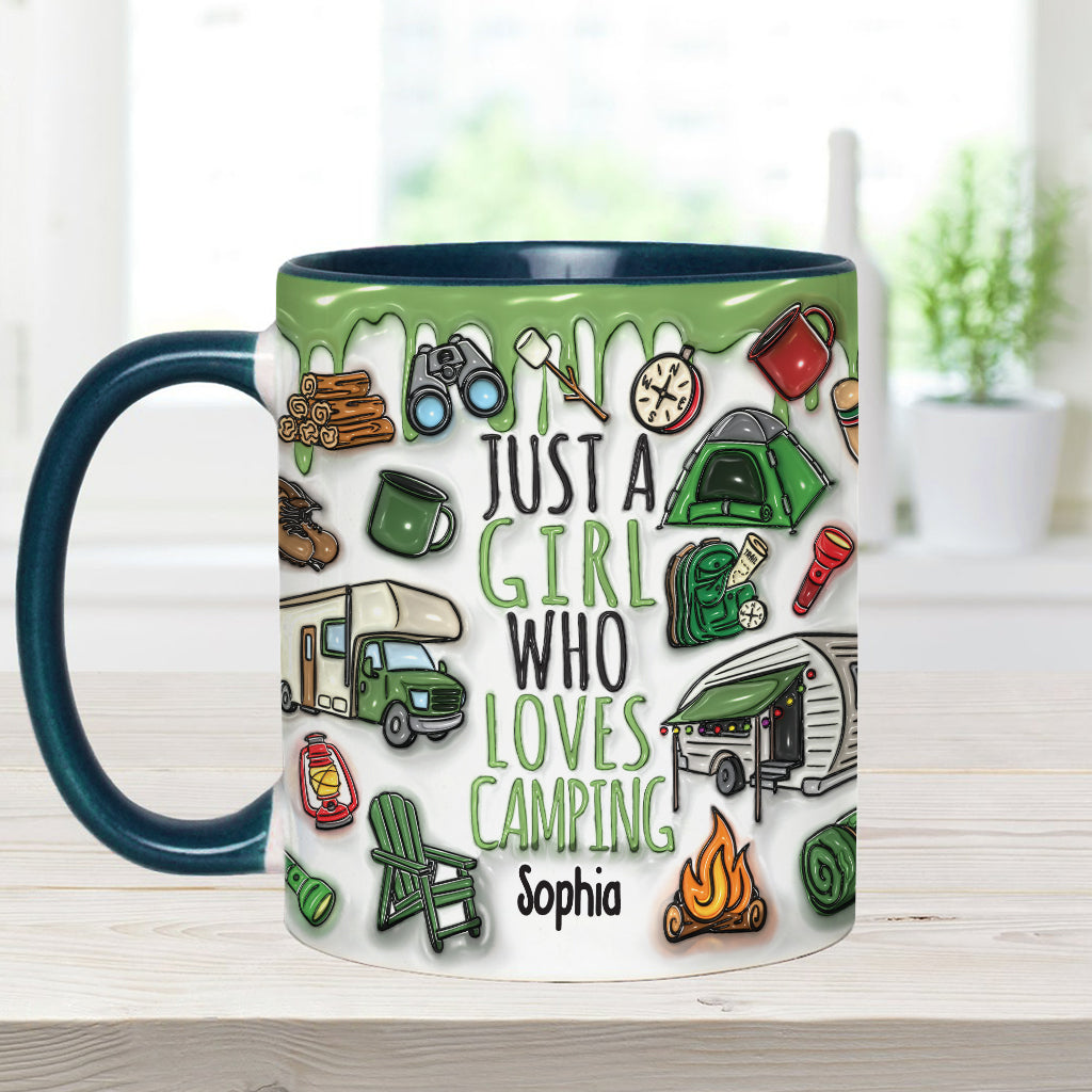 Mug personnalisé « Juste une fille qui adore le camping »