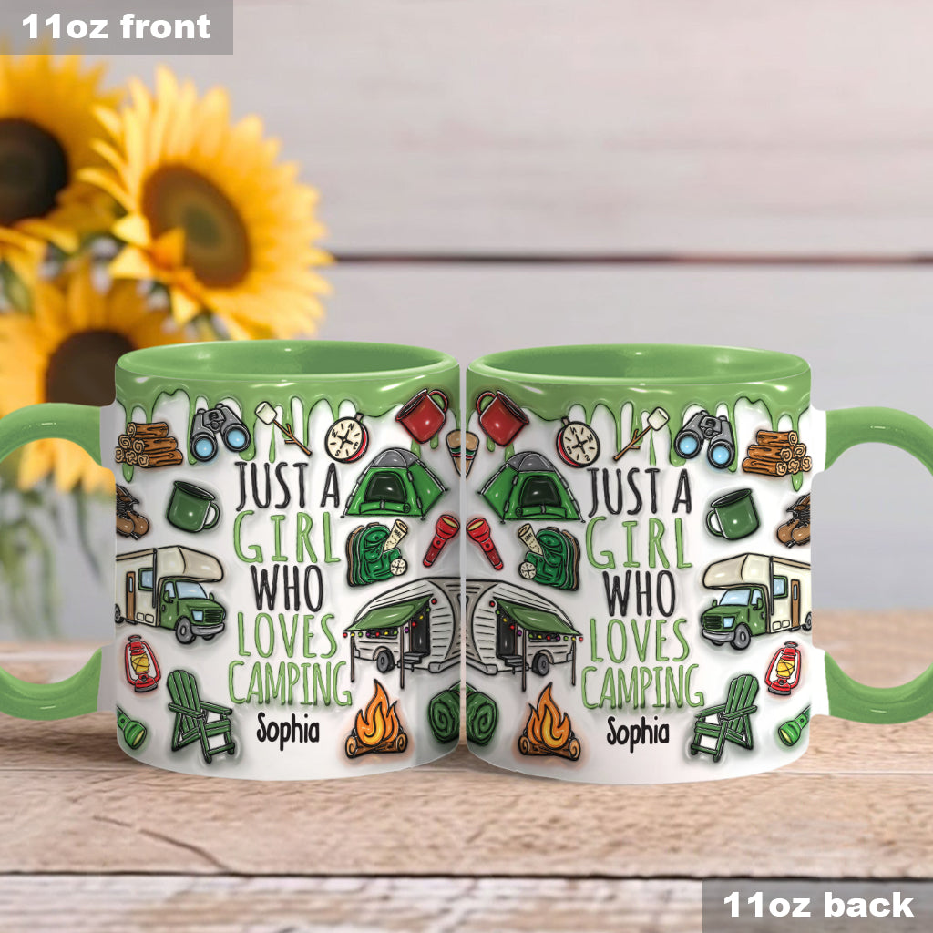 Mug personnalisé « Juste une fille qui adore le camping »