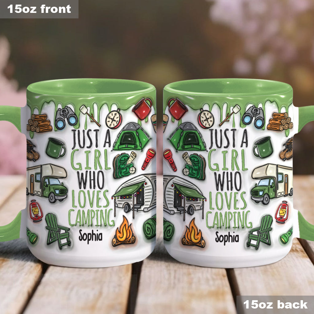 Mug personnalisé « Juste une fille qui adore le camping »