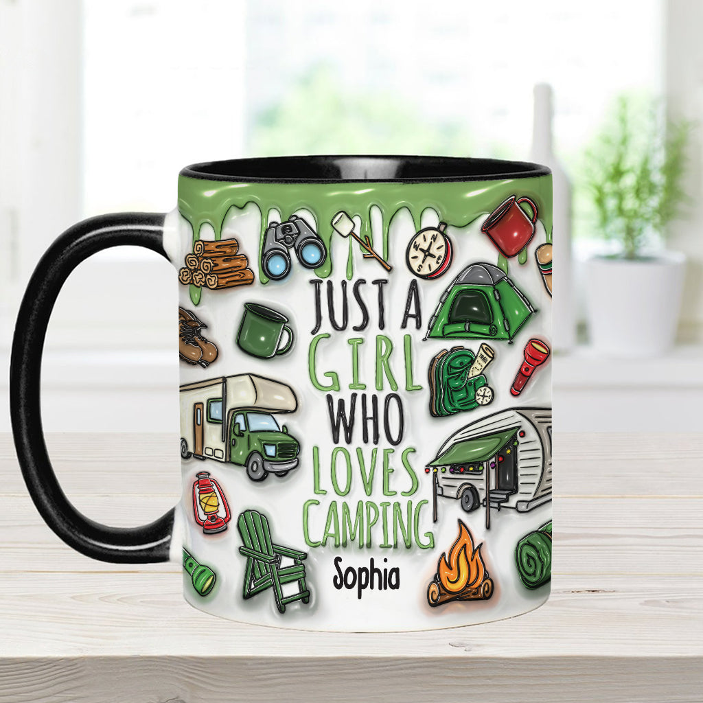 Mug personnalisé « Juste une fille qui adore le camping »