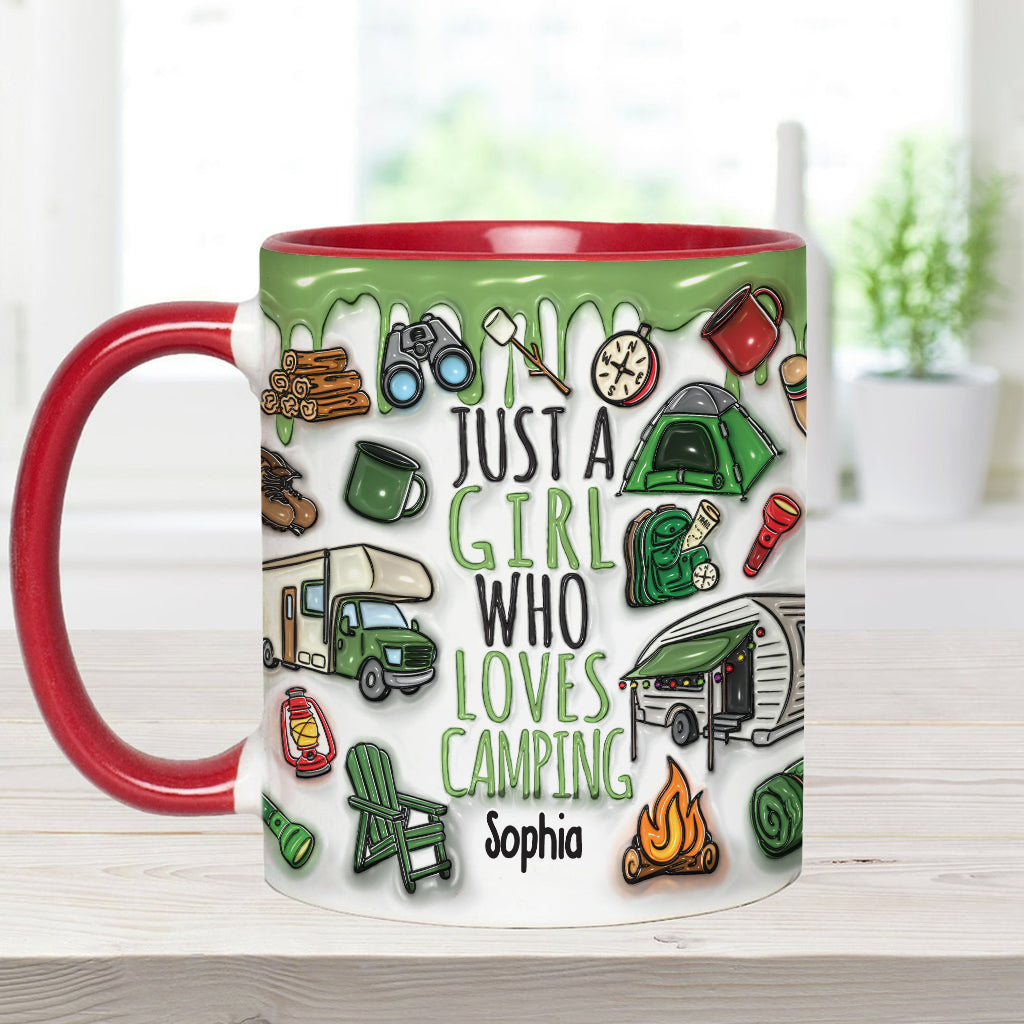 Mug personnalisé « Juste une fille qui adore le camping »