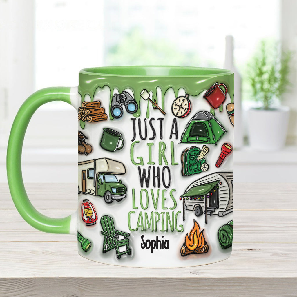 Mug personnalisé « Juste une fille qui adore le camping »