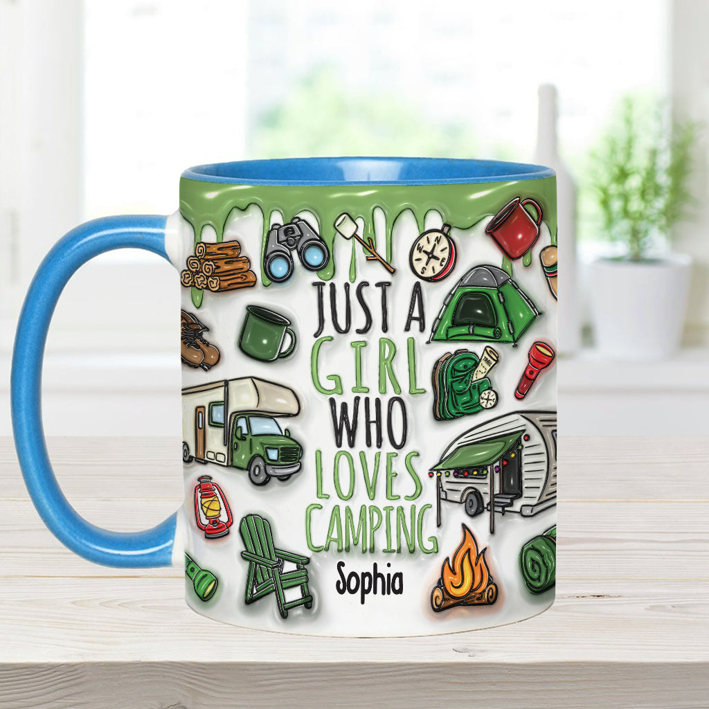 Mug personnalisé « Juste une fille qui adore le camping »