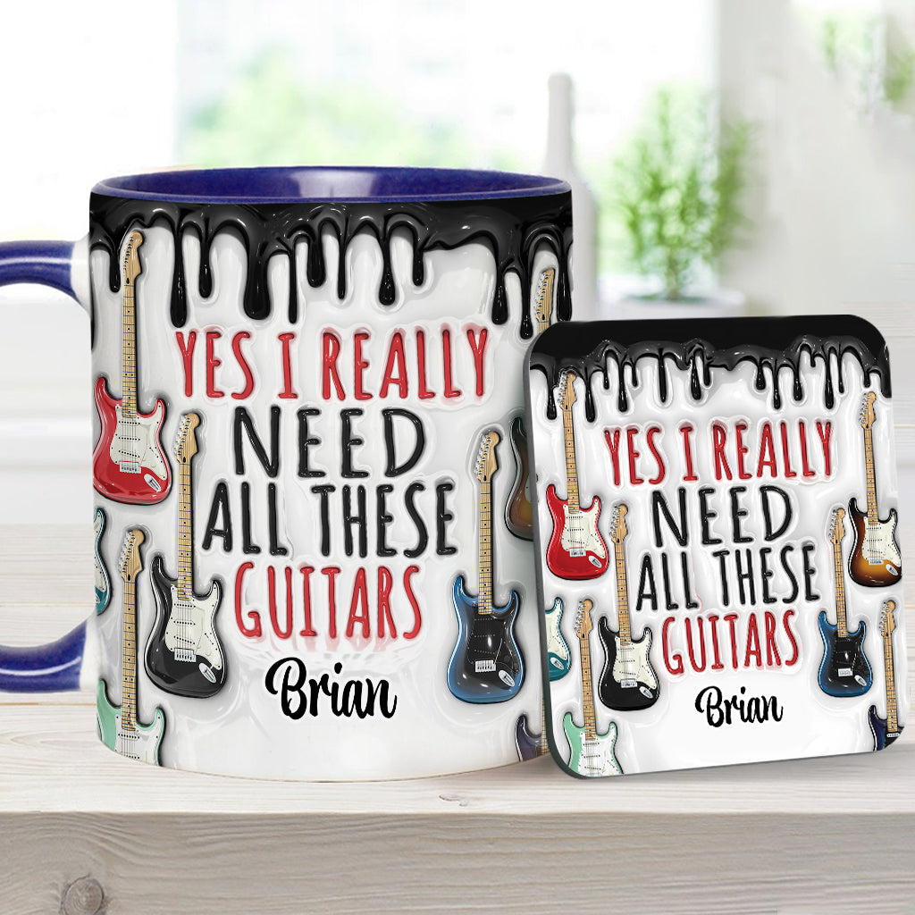 Oui, j'ai vraiment besoin de toutes ces guitares ! – Mug personnalisé avec motif guitare
