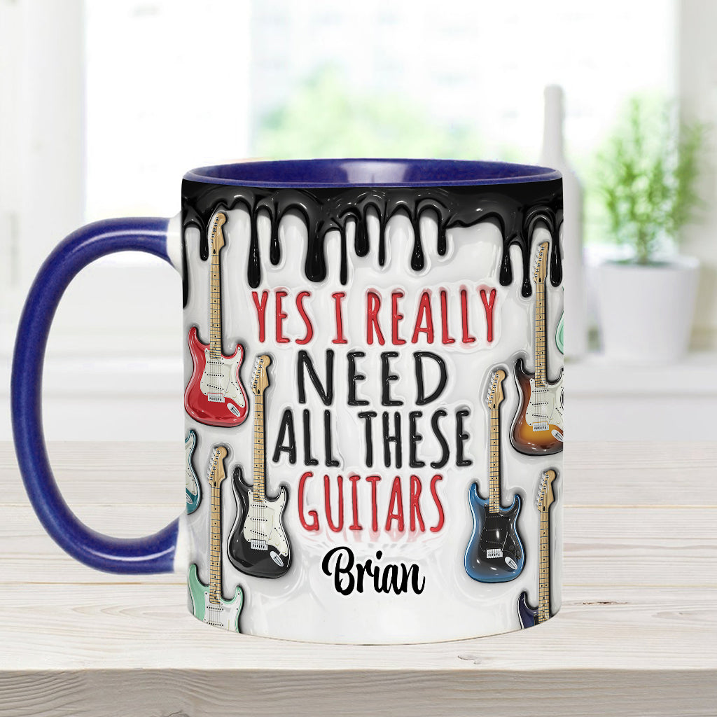 Oui, j'ai vraiment besoin de toutes ces guitares ! – Mug personnalisé avec motif guitare