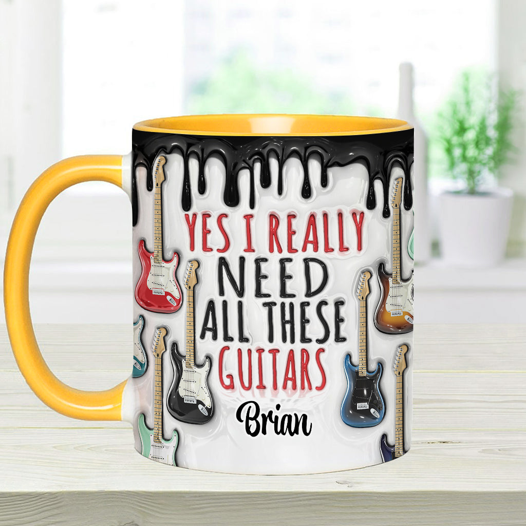 Oui, j'ai vraiment besoin de toutes ces guitares ! – Mug personnalisé avec motif guitare