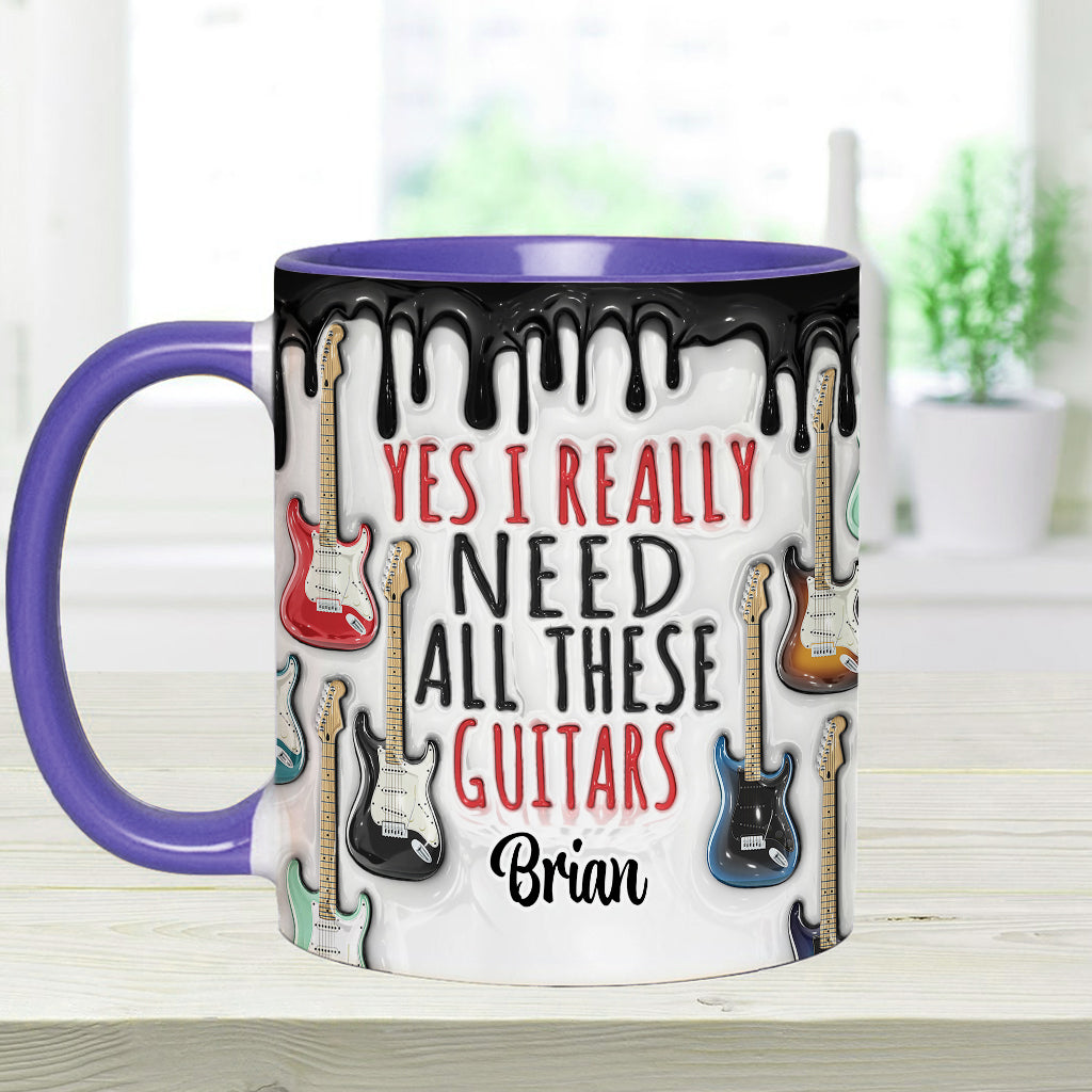 Oui, j'ai vraiment besoin de toutes ces guitares ! – Mug personnalisé avec motif guitare