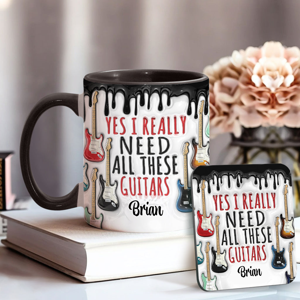 Oui, j'ai vraiment besoin de toutes ces guitares ! – Mug personnalisé avec motif guitare