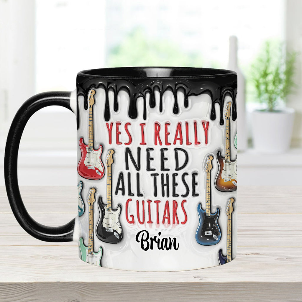Oui, j'ai vraiment besoin de toutes ces guitares ! – Mug personnalisé avec motif guitare