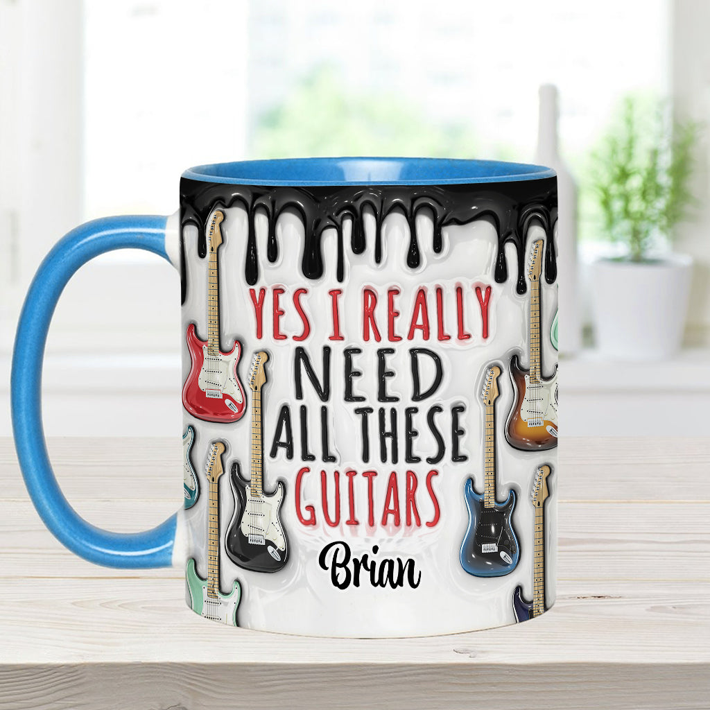 Oui, j'ai vraiment besoin de toutes ces guitares ! – Mug personnalisé avec motif guitare