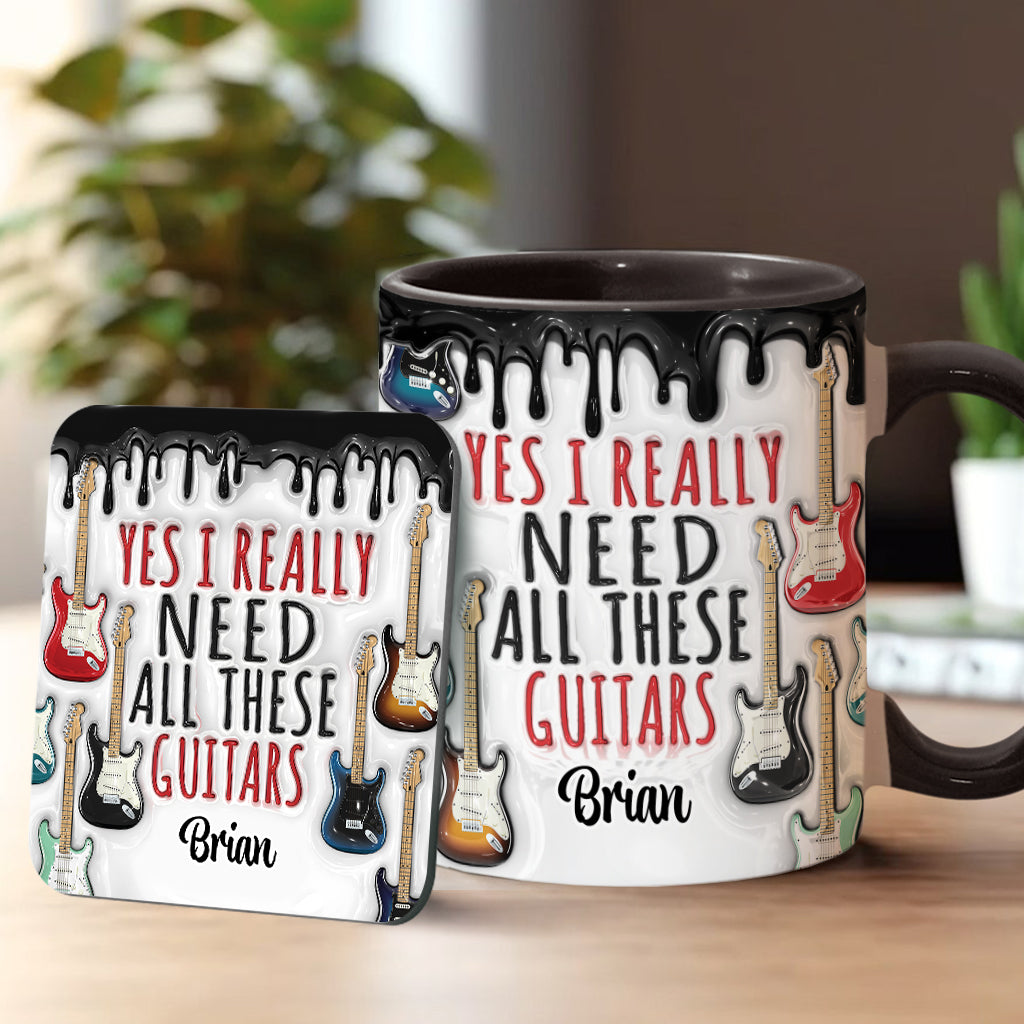 Oui, j'ai vraiment besoin de toutes ces guitares ! – Mug personnalisé avec motif guitare
