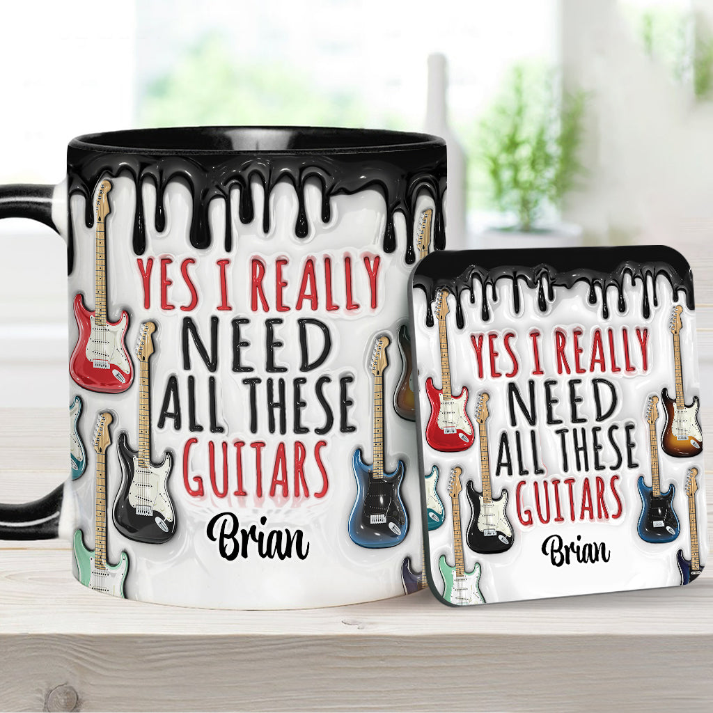 Oui, j'ai vraiment besoin de toutes ces guitares ! – Mug personnalisé avec motif guitare