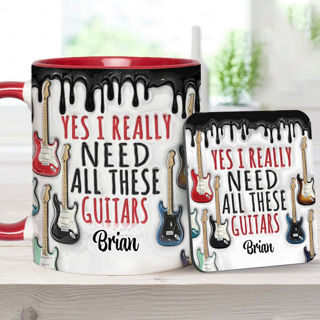 Oui, j'ai vraiment besoin de toutes ces guitares ! – Mug personnalisé avec motif guitare