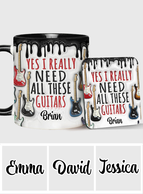 Oui, j'ai vraiment besoin de toutes ces guitares ! – Mug personnalisé avec motif guitare