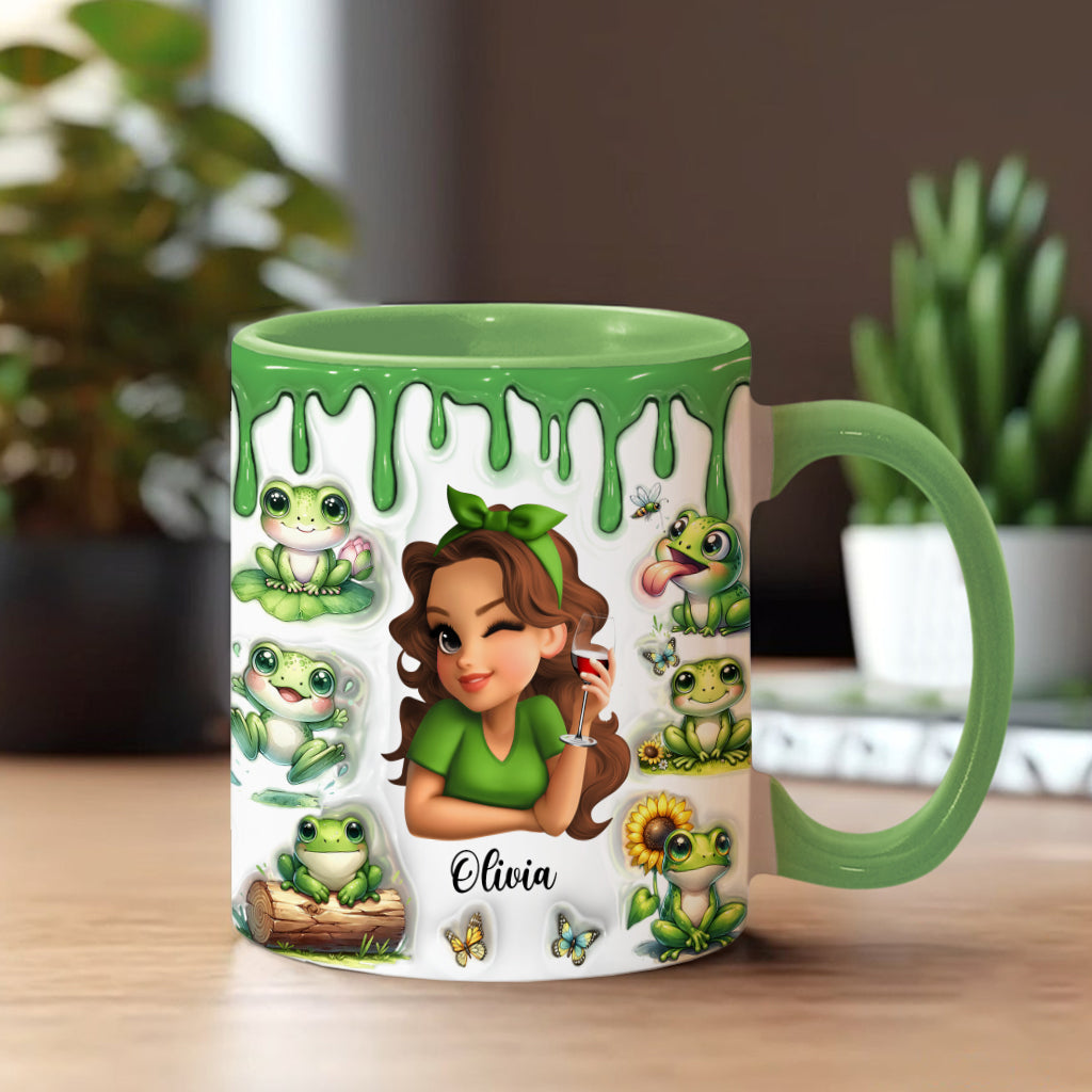 Ich mag Frösche und vielleicht 3 Personen – personalisierte Tasse mit Froschmotiv