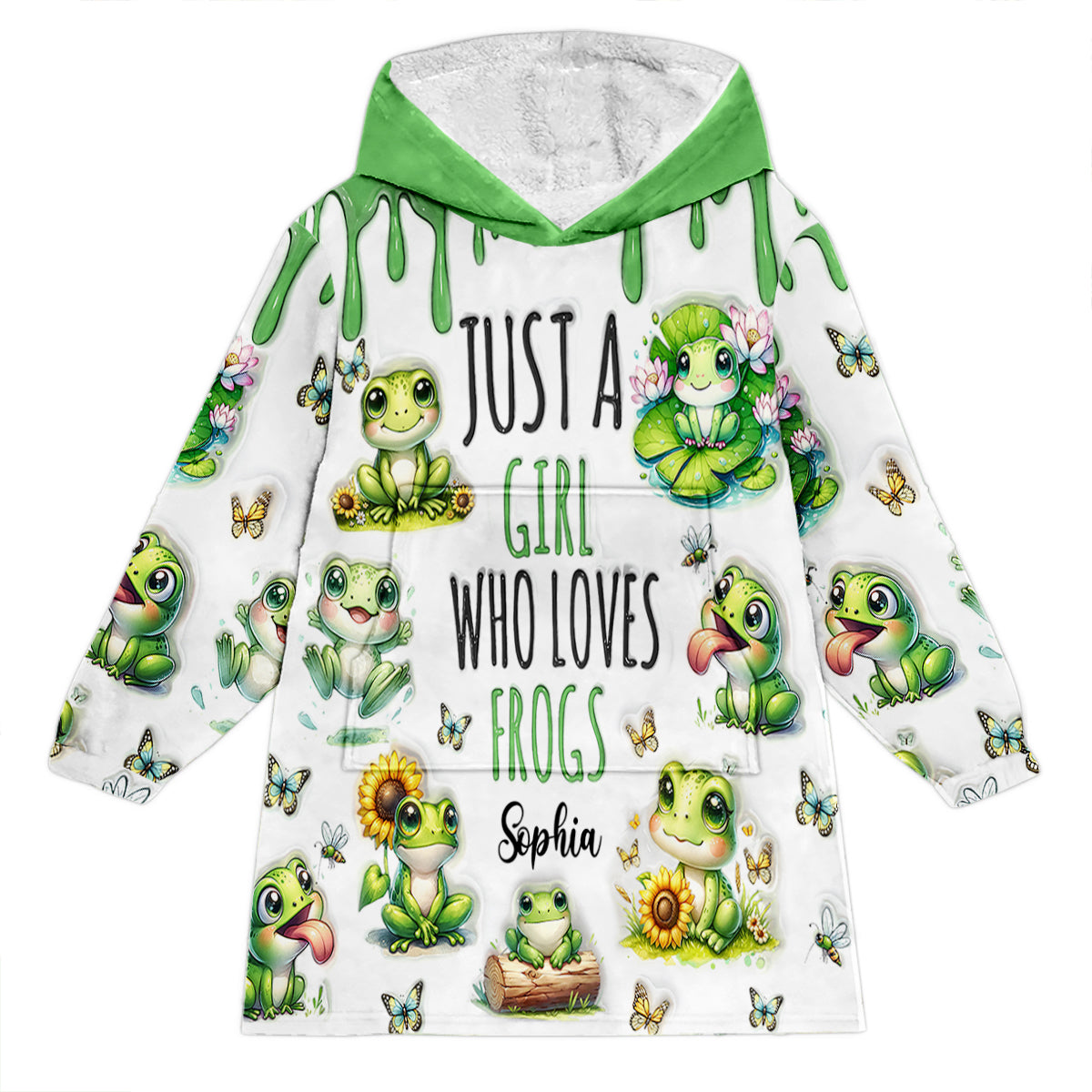 Einfach ein Mädchen, das Frösche liebt – Personalisierter Frosch-Hoodie