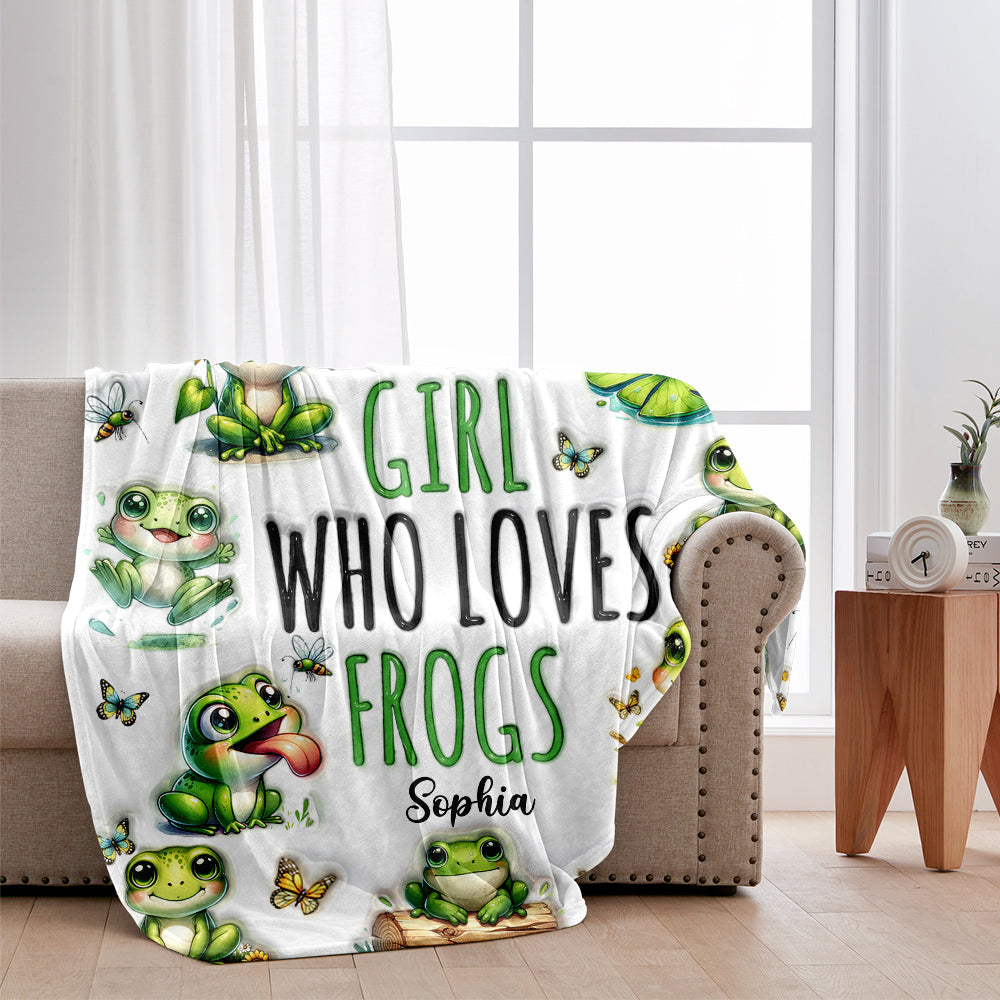 Einfach ein Mädchen, das Frösche liebt – personalisierte Froschdecke