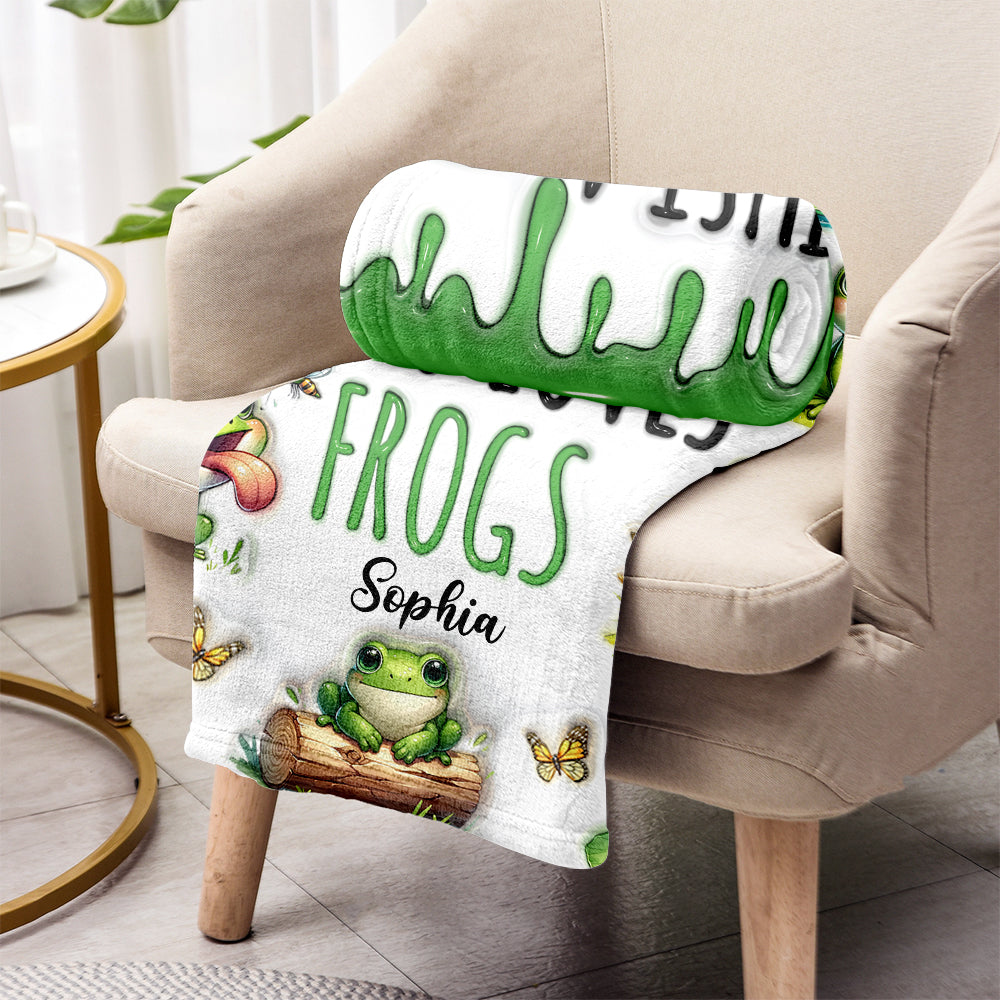 Einfach ein Mädchen, das Frösche liebt – personalisierte Froschdecke
