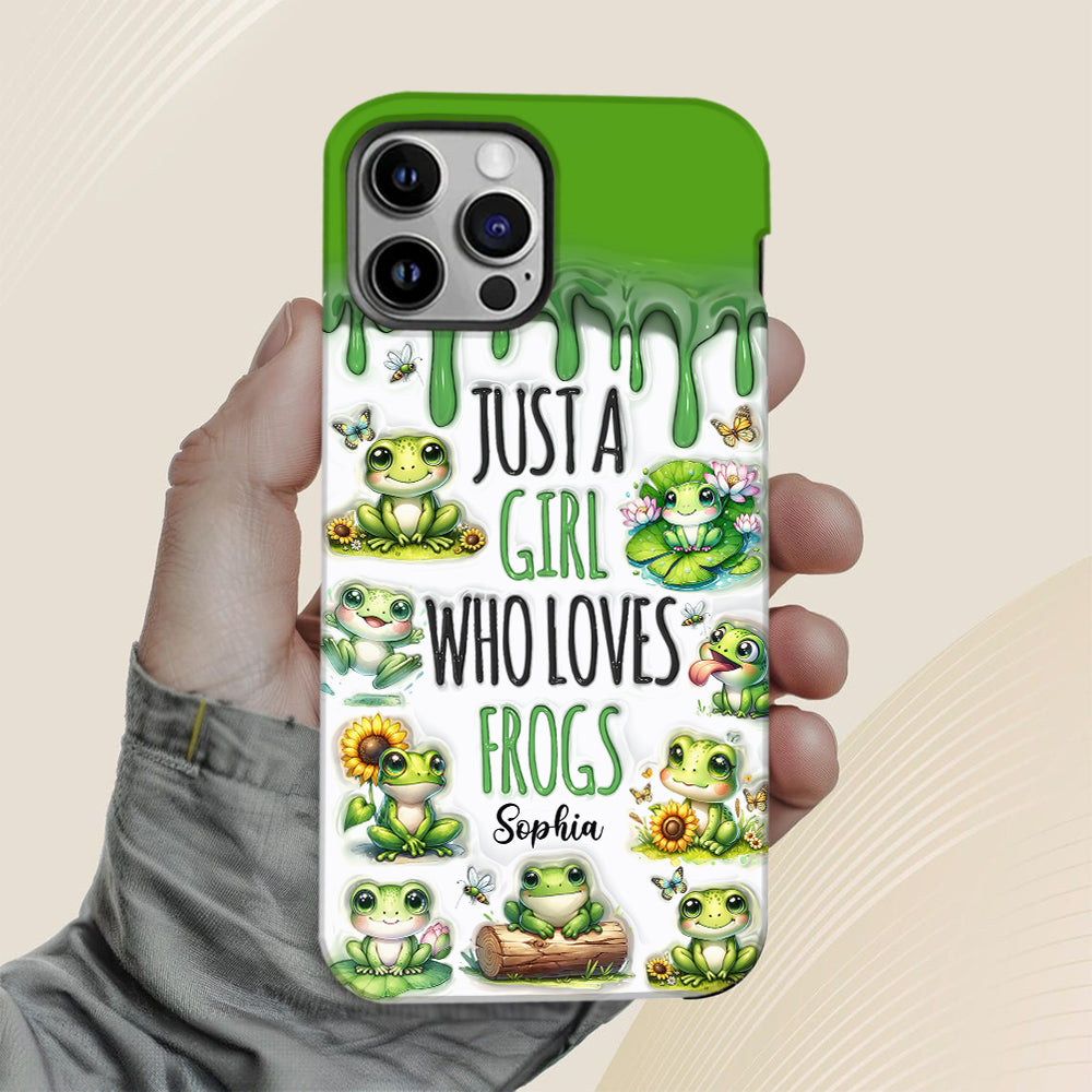 Une fille qui adore les grenouilles - Coque de téléphone personnalisée avec motif grenouille