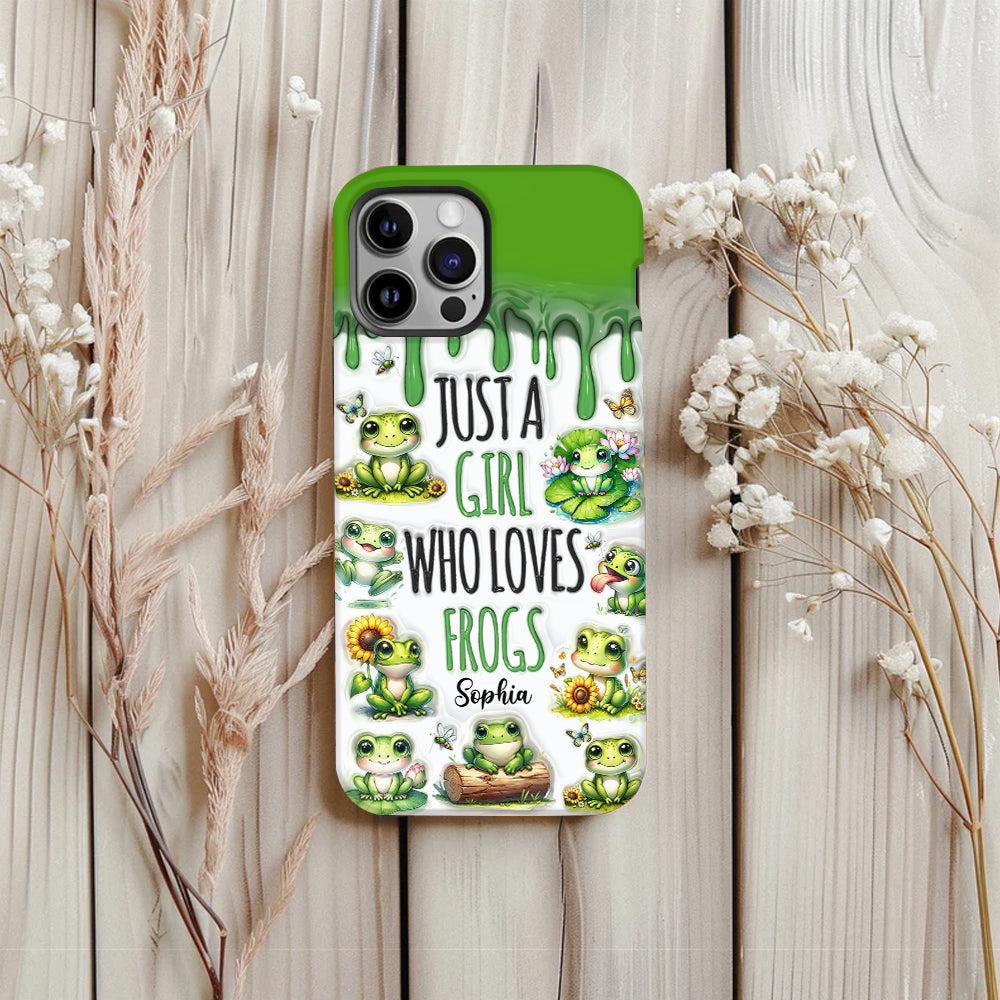 Une fille qui adore les grenouilles - Coque de téléphone personnalisée avec motif grenouille