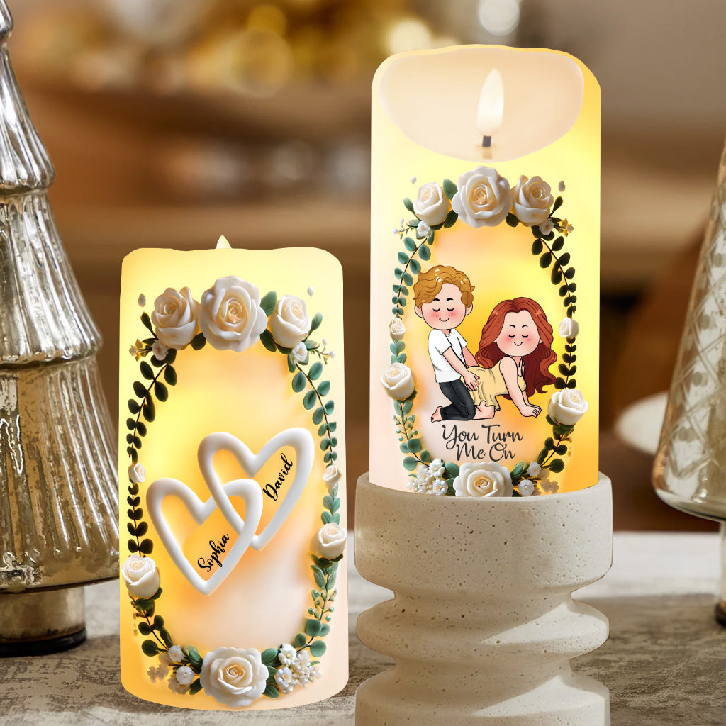 You Turn Me On - Personalized Couple Flameless Candle