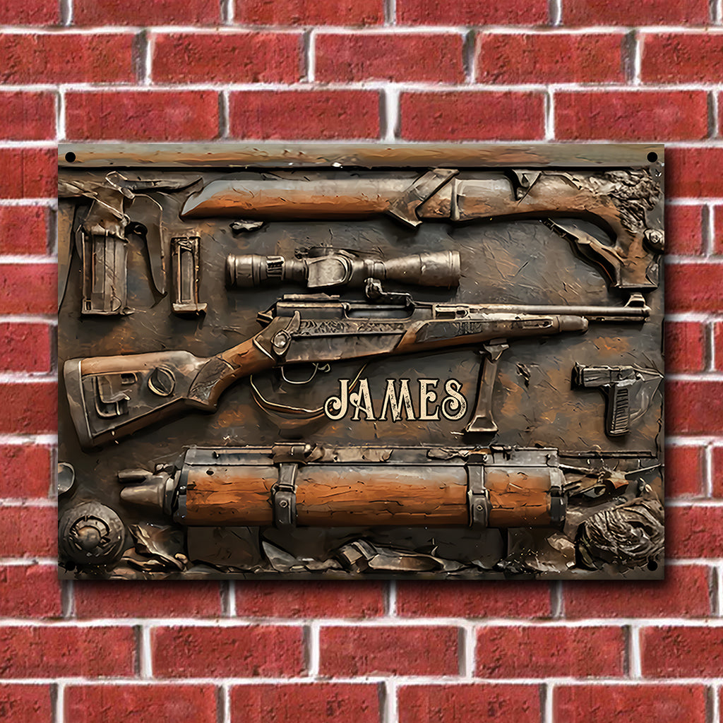 Vintage Tools - Personalisiertes rechteckiges Metallschild für die Jagd