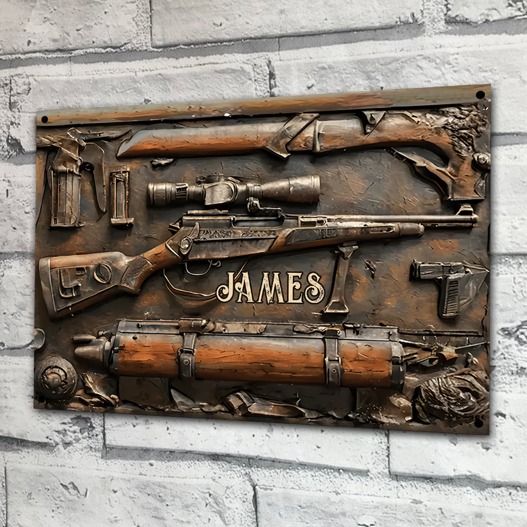 Vintage Tools - Personalisiertes rechteckiges Metallschild für die Jagd