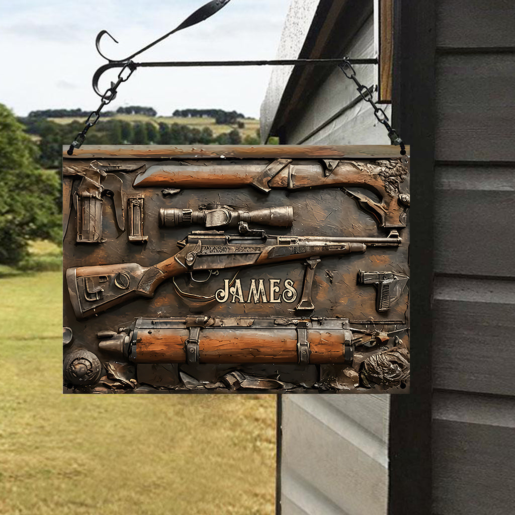 Vintage Tools - Personalisiertes rechteckiges Metallschild für die Jagd